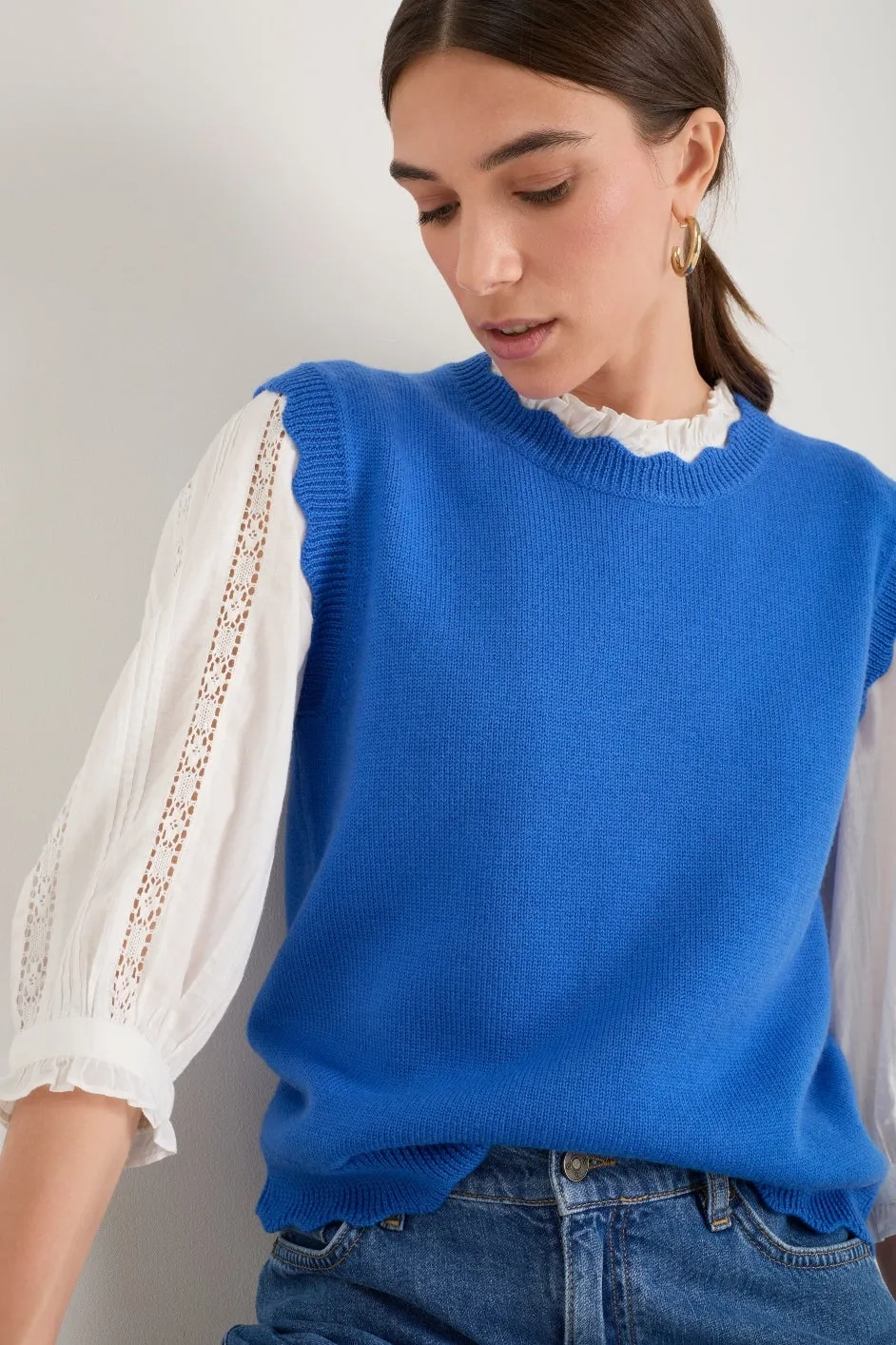 Fleurine Scallop Tank - Cobalt Blue