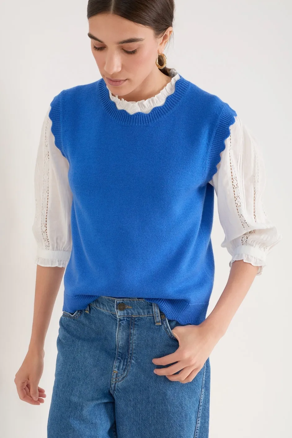 Fleurine Scallop Tank - Cobalt Blue
