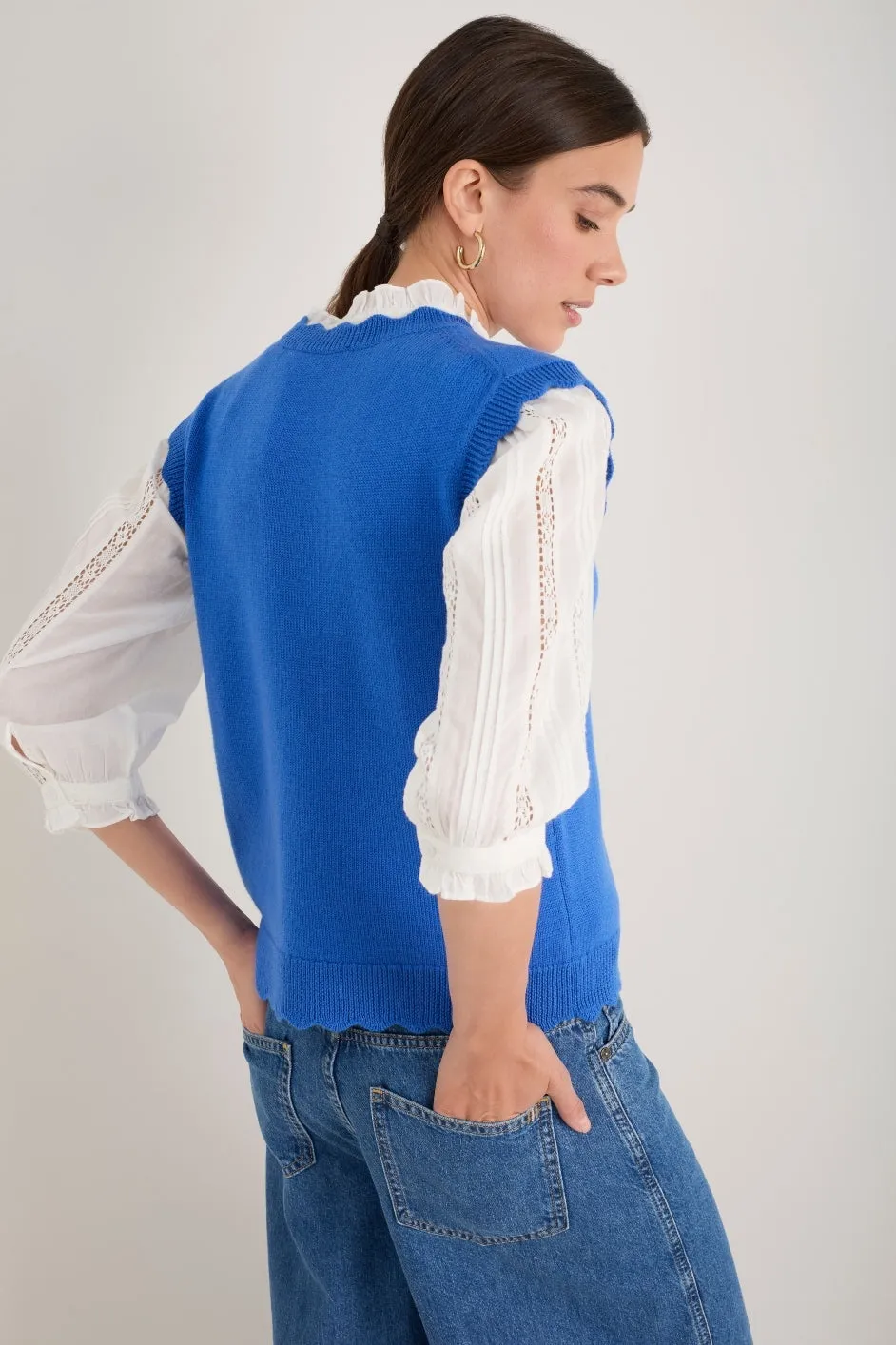 Fleurine Scallop Tank - Cobalt Blue