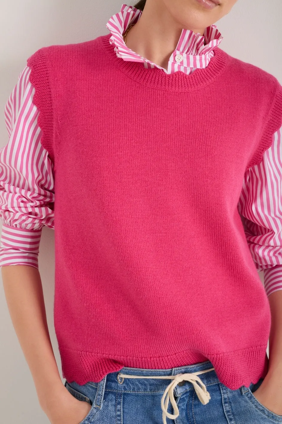 Fleurine Scallop Tank - Raspberry Pink