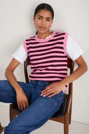 Fleurine Scallop Tank - Raspberry/Deep Fig Stripe