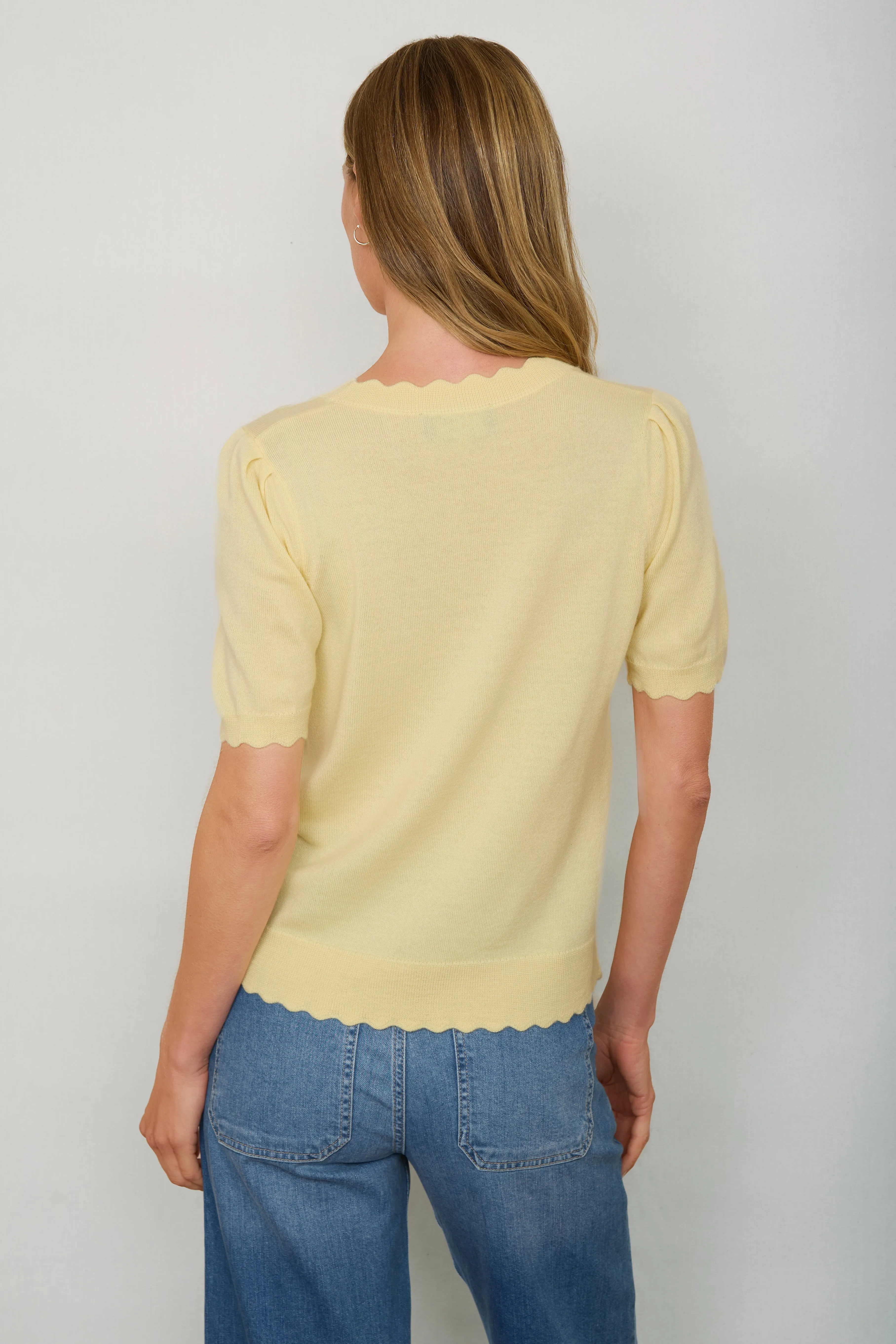 Fleurine Short Sleeve Cardigan - Buttermilk Yellow