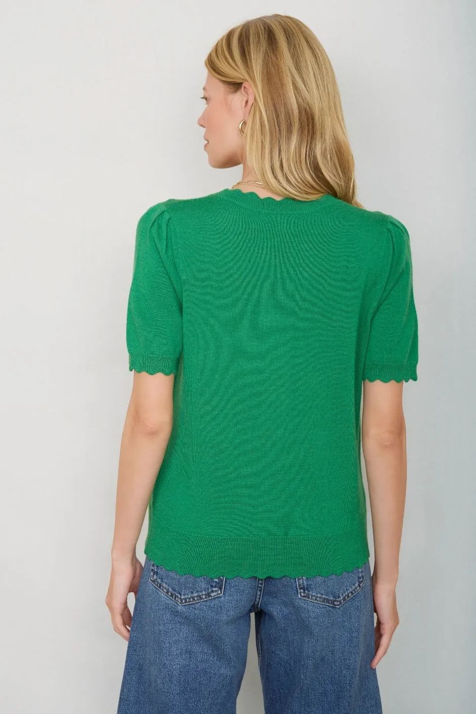 Fleurine Short Sleeve Cardigan - Jade Green
