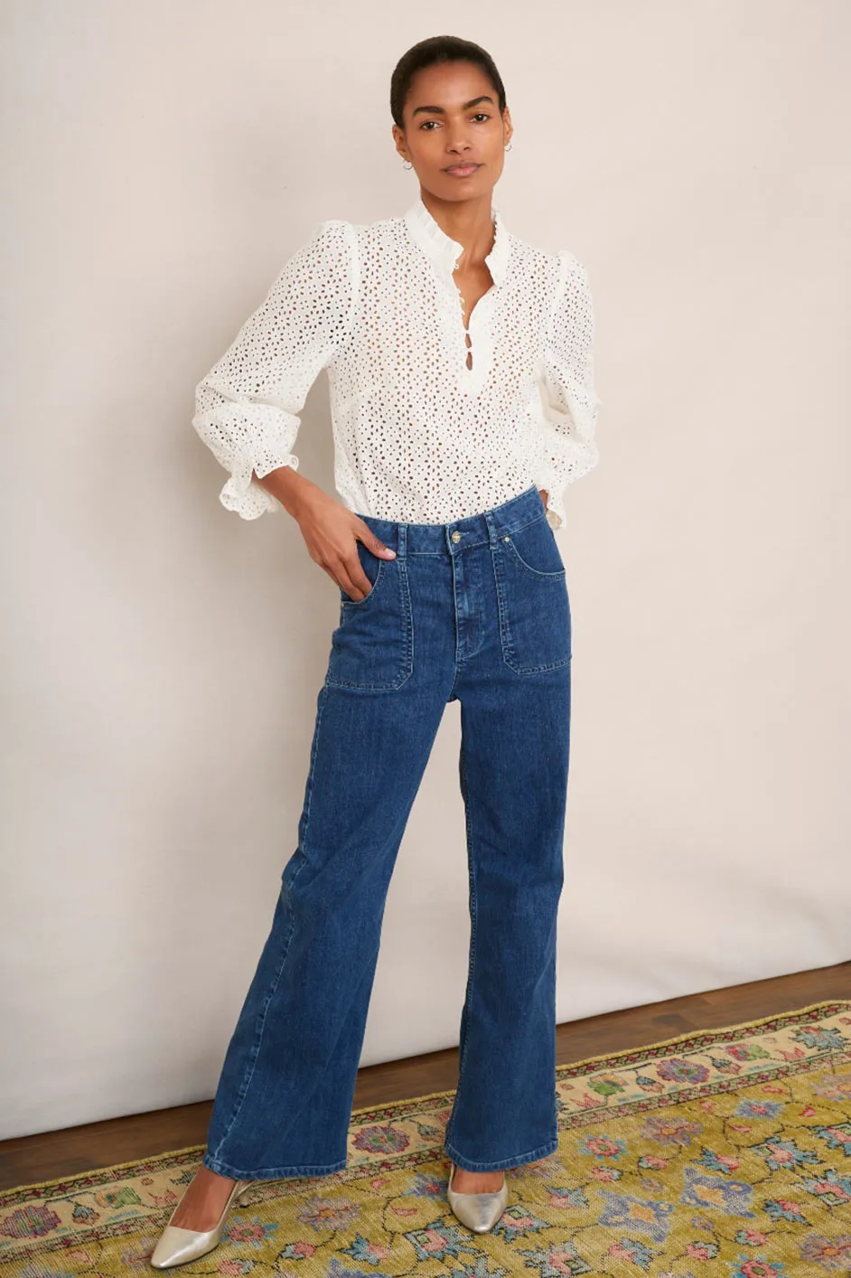 Flossie Carpenter Flare Jean - Mid Wash