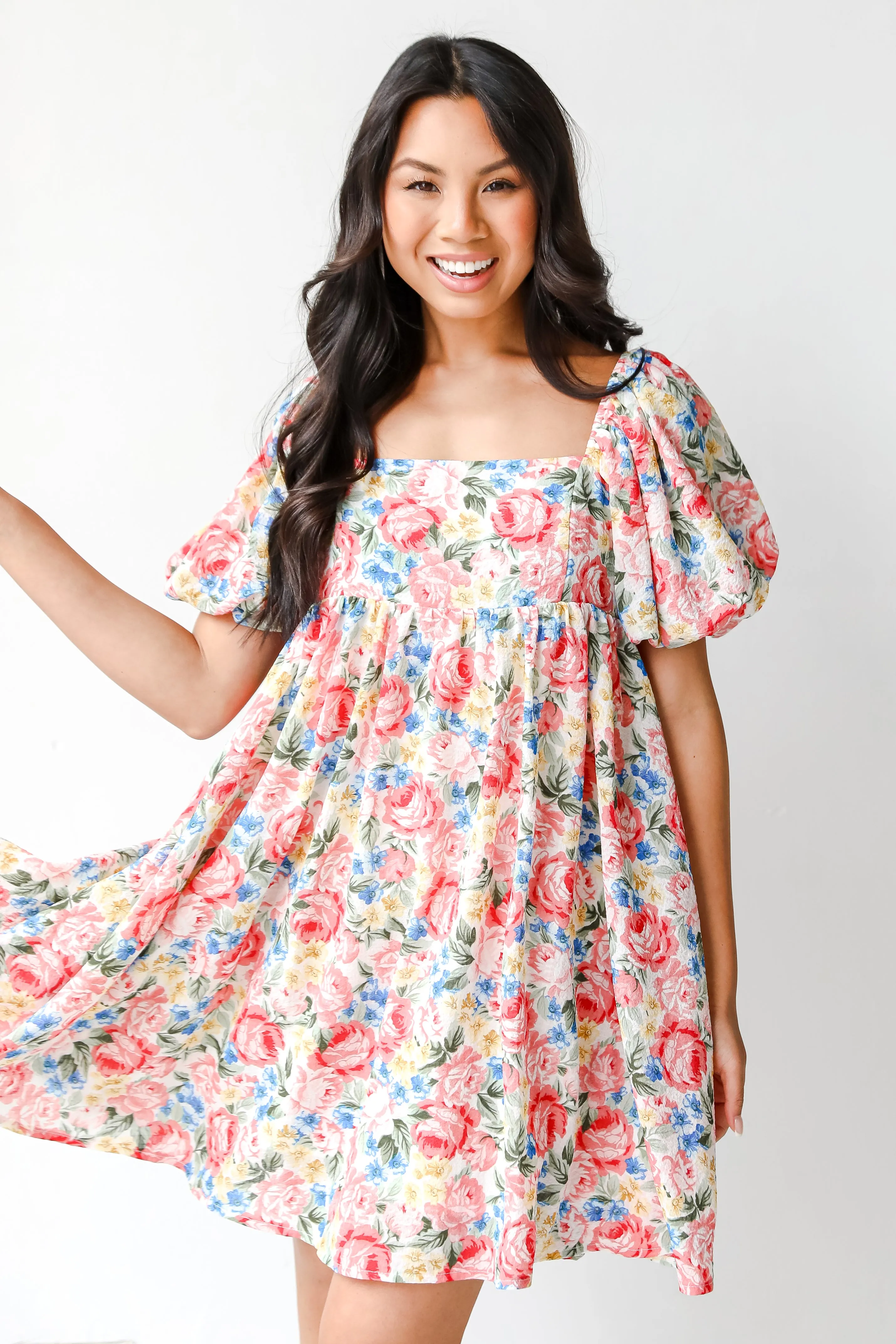 Fresh Florals Babydoll Mini Dress