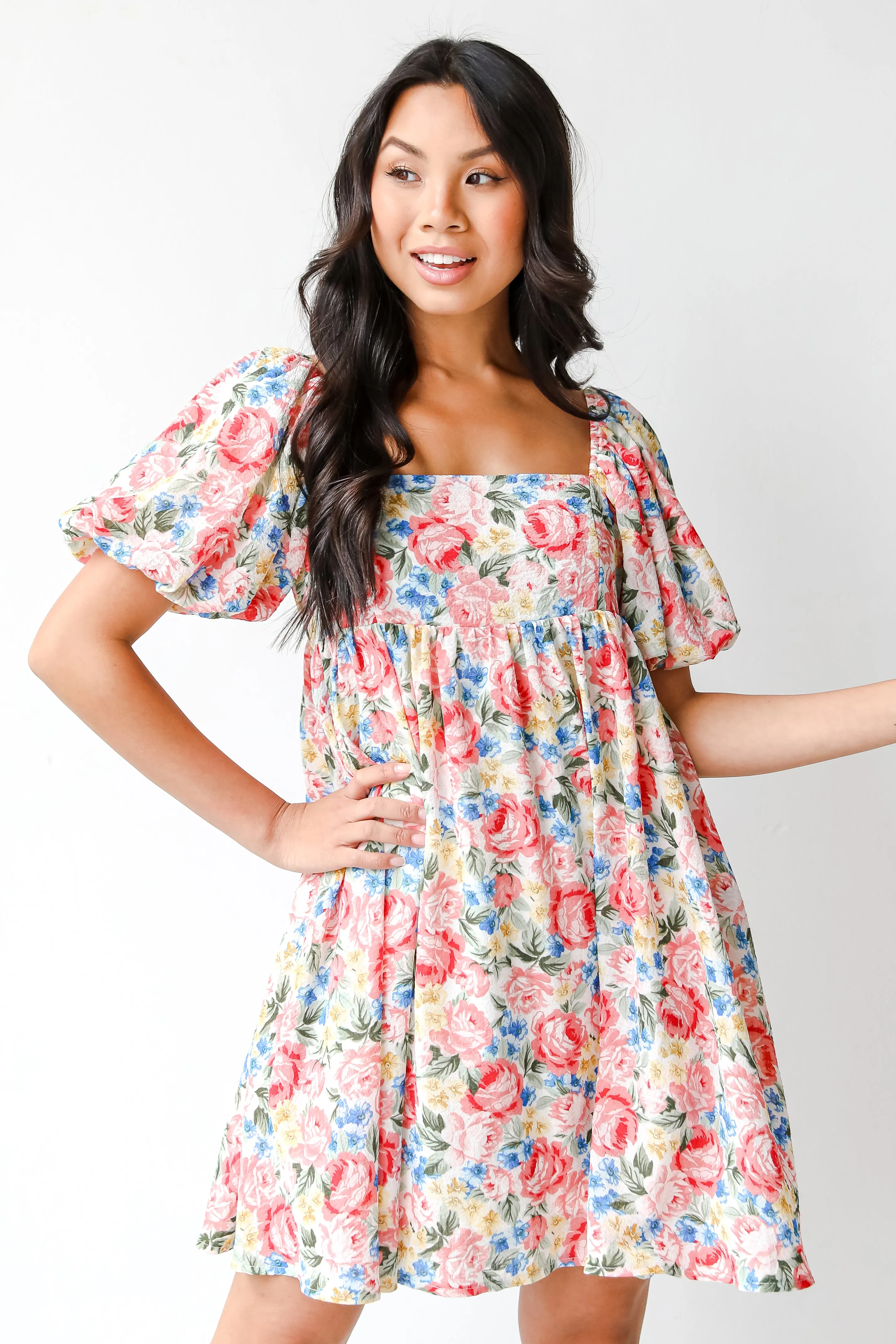 Fresh Florals Babydoll Mini Dress