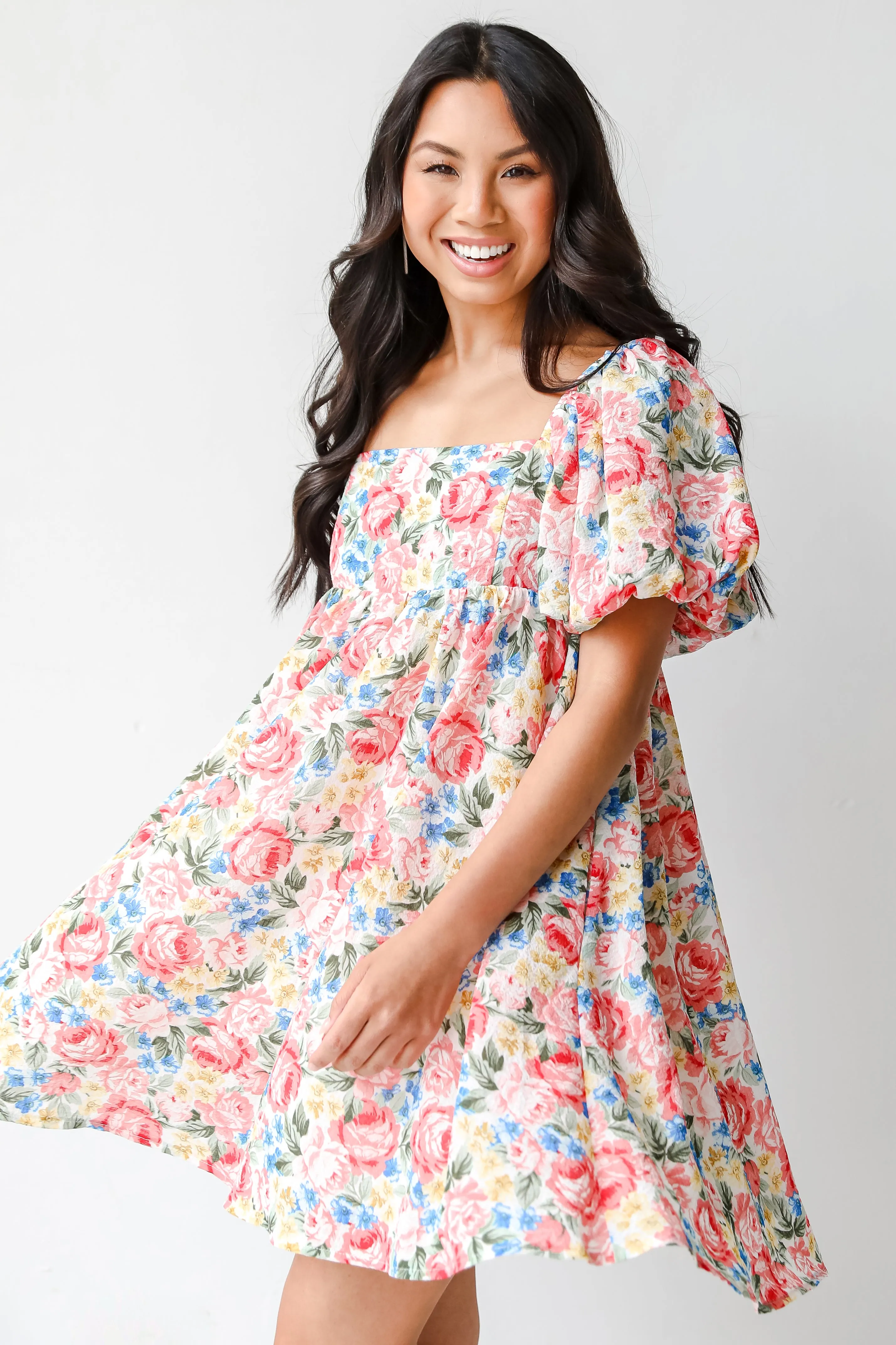 Fresh Florals Babydoll Mini Dress