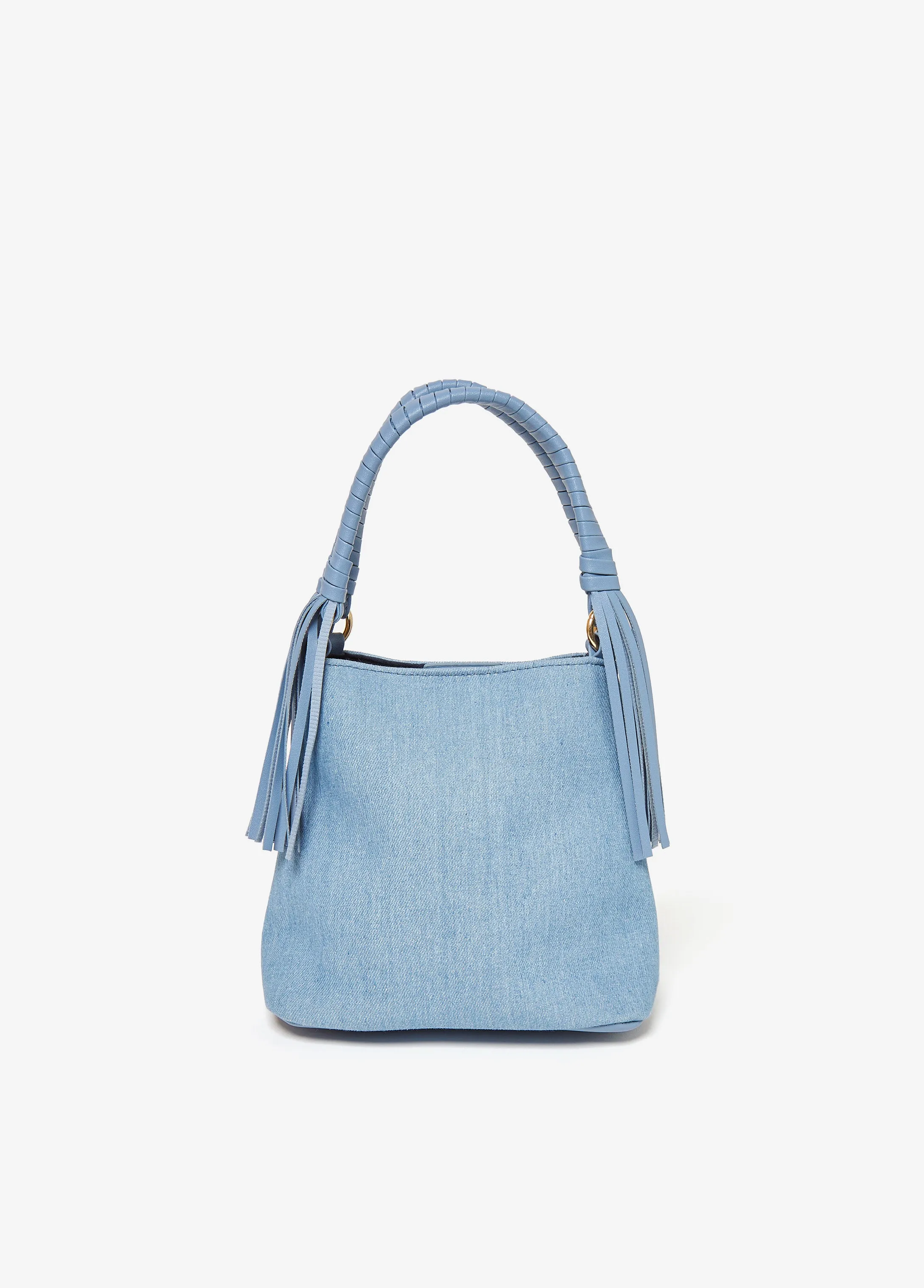 Fringed Denim Bucket Bag
