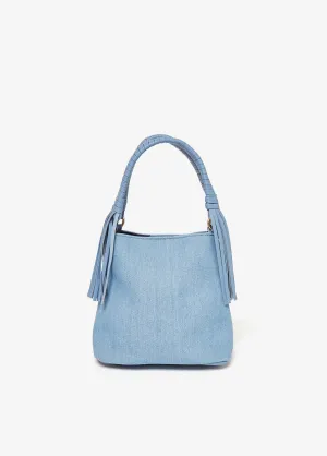 Fringed Denim Bucket Bag