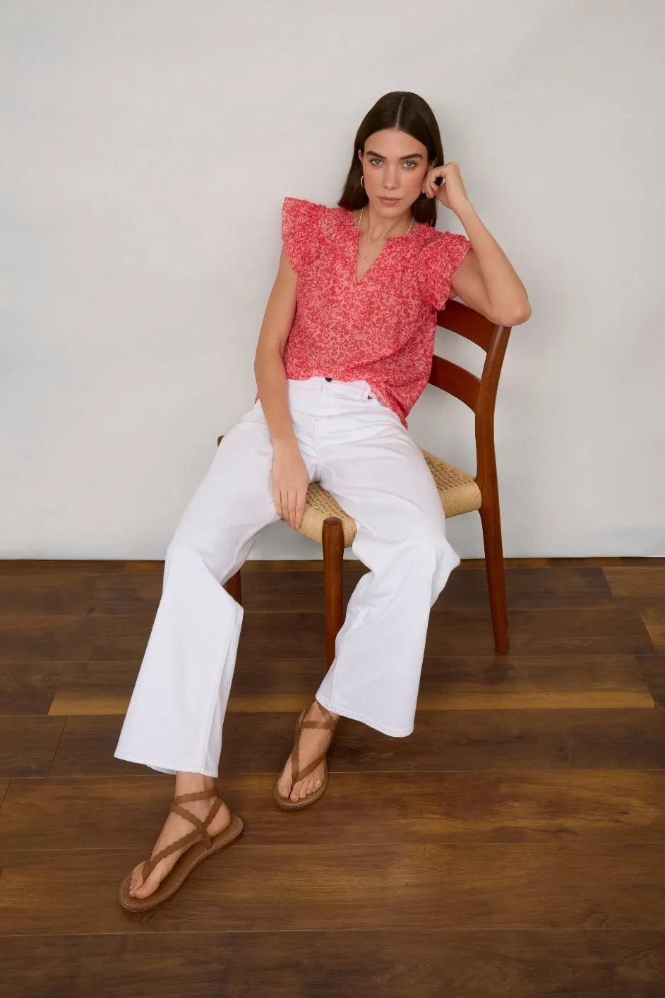 Georgia Silk Blend Blouse - Summer Pink Mono Floral