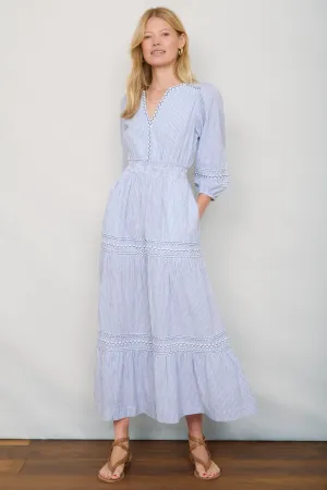Georgina Dress - Blue/Ivory Stripe