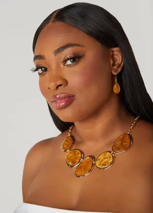 Glittered Stone Necklace Set