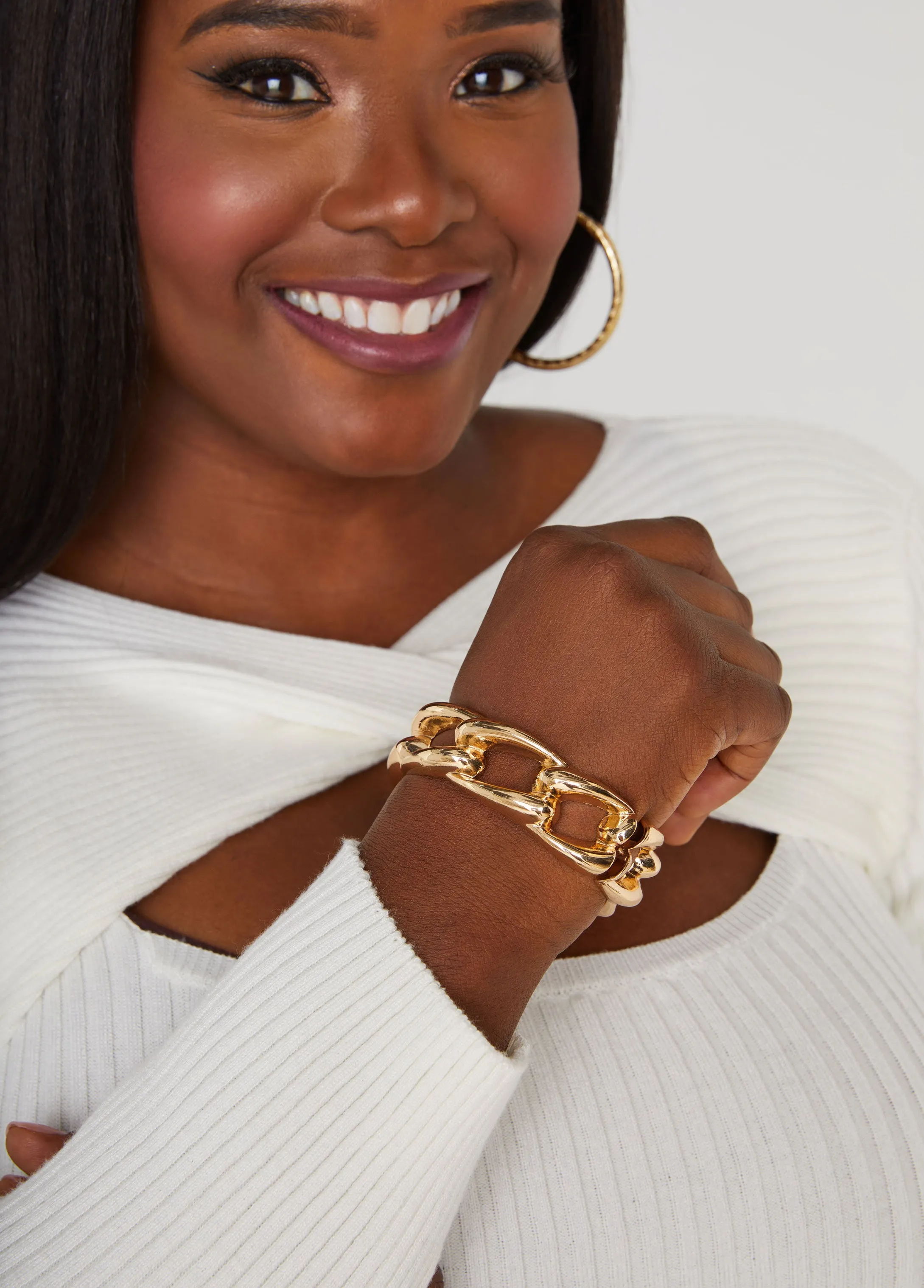 Gold Tone Chain Link Cuff