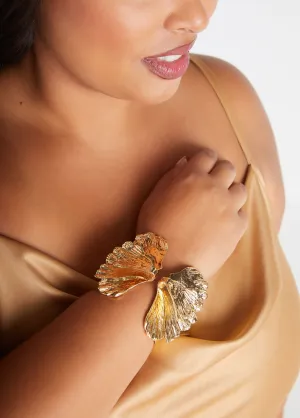 Gold Tone Leaf Cuff