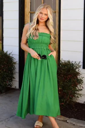 Gorgeous Reputation Kelly Green Midi Dress