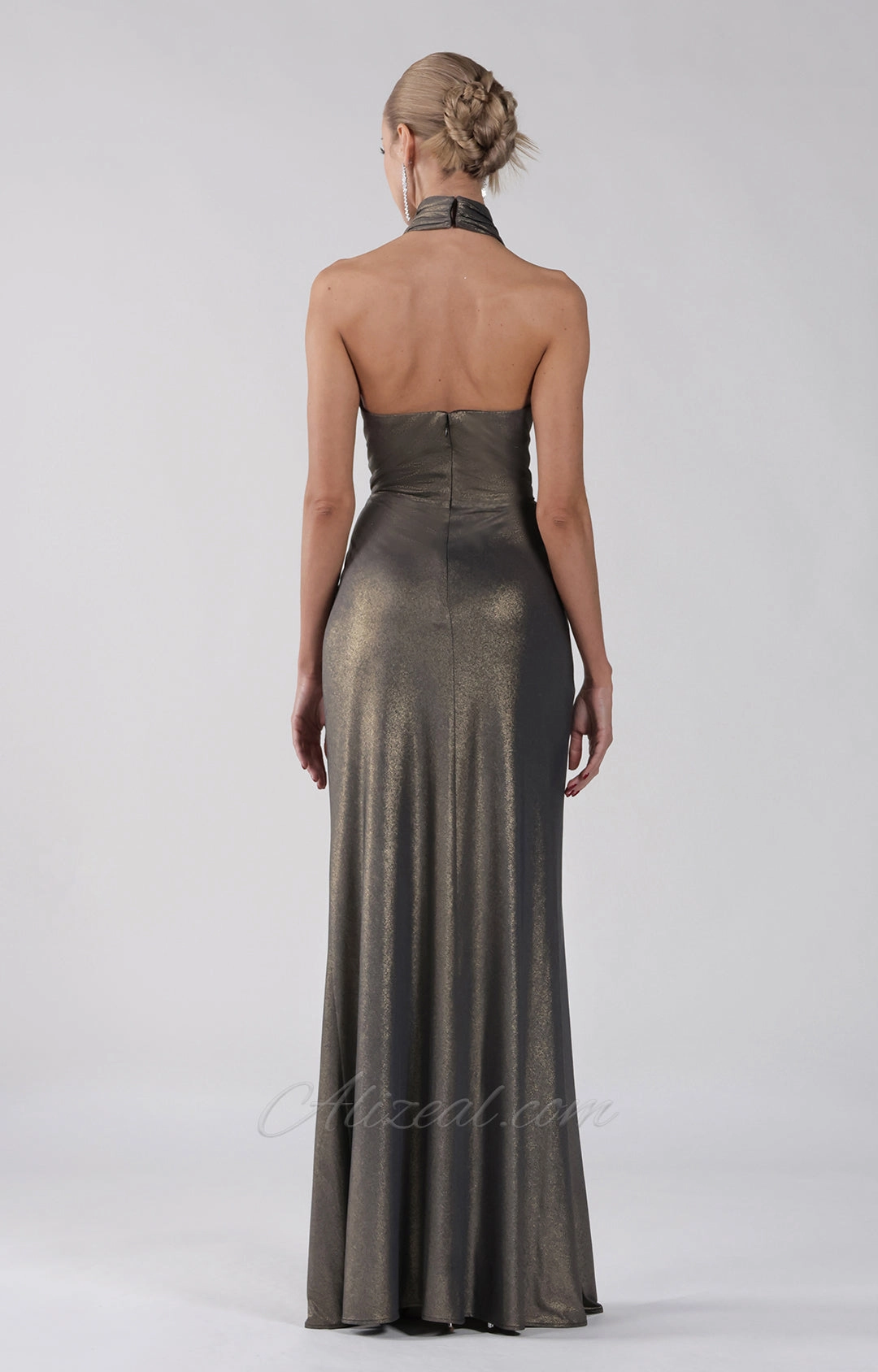 Halter A-Line Open Back Zipper Maxi Dress