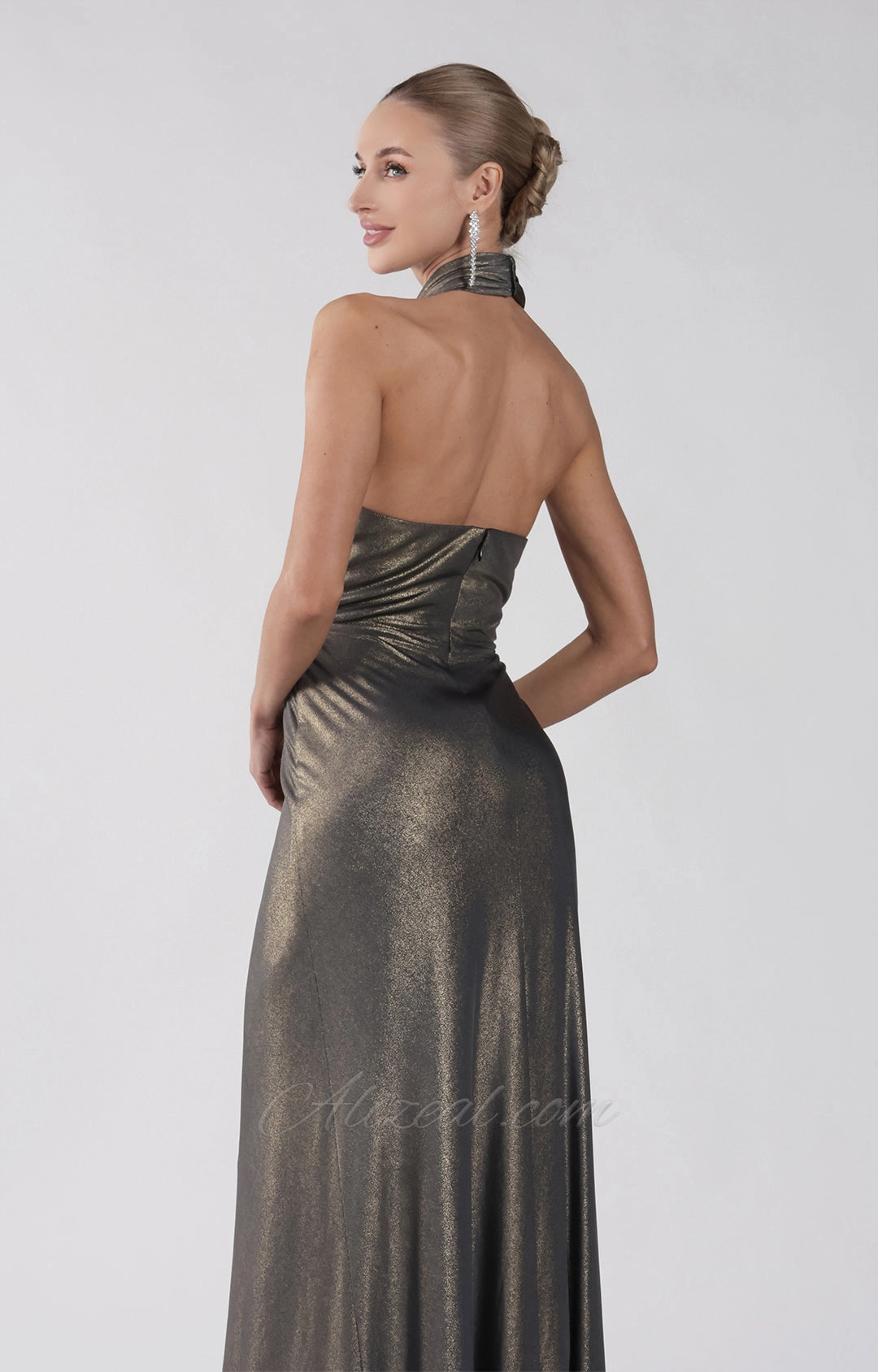 Halter A-Line Open Back Zipper Maxi Dress