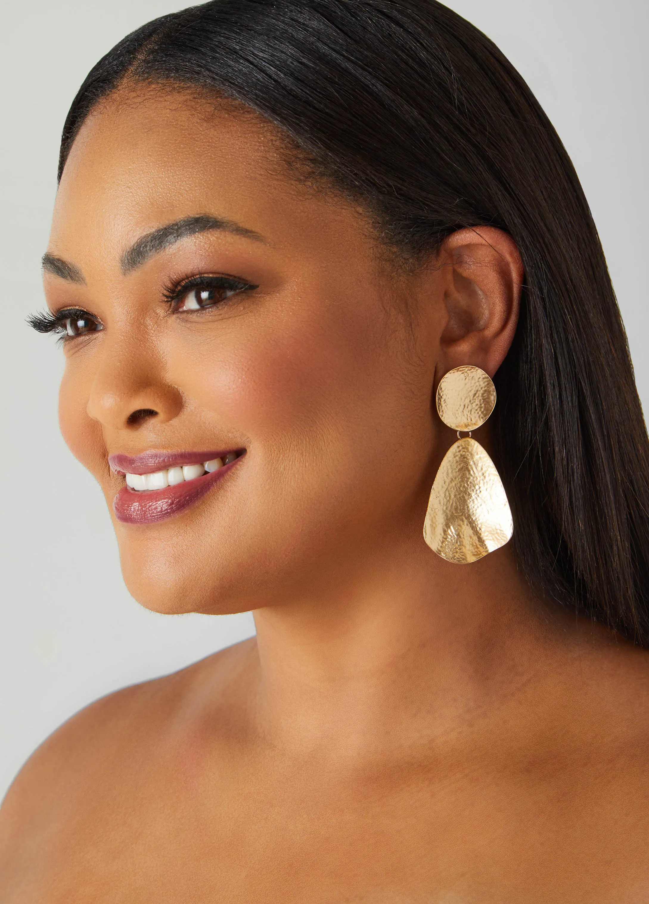 Hammered Teardrop Clip On Earrings