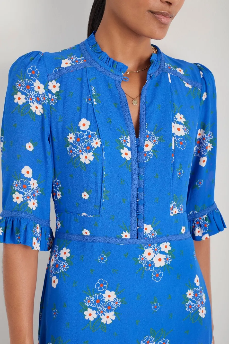 Jodi Dress - Cobalt Blue Spaced Floral