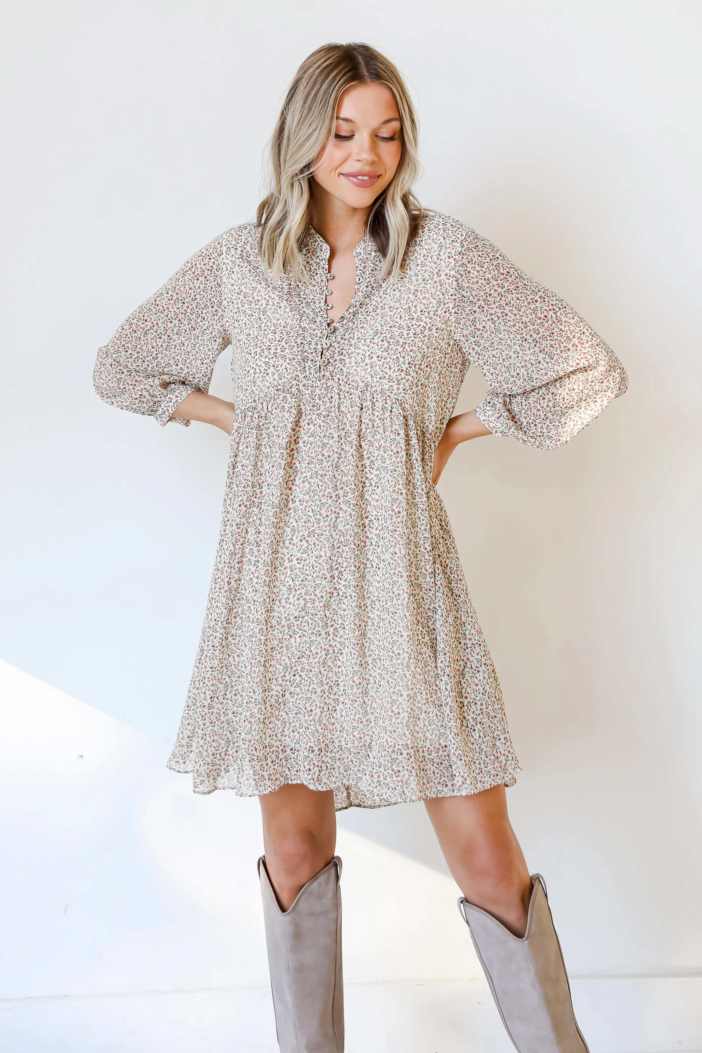 Kept Your Love Floral Babydoll Mini Dress
