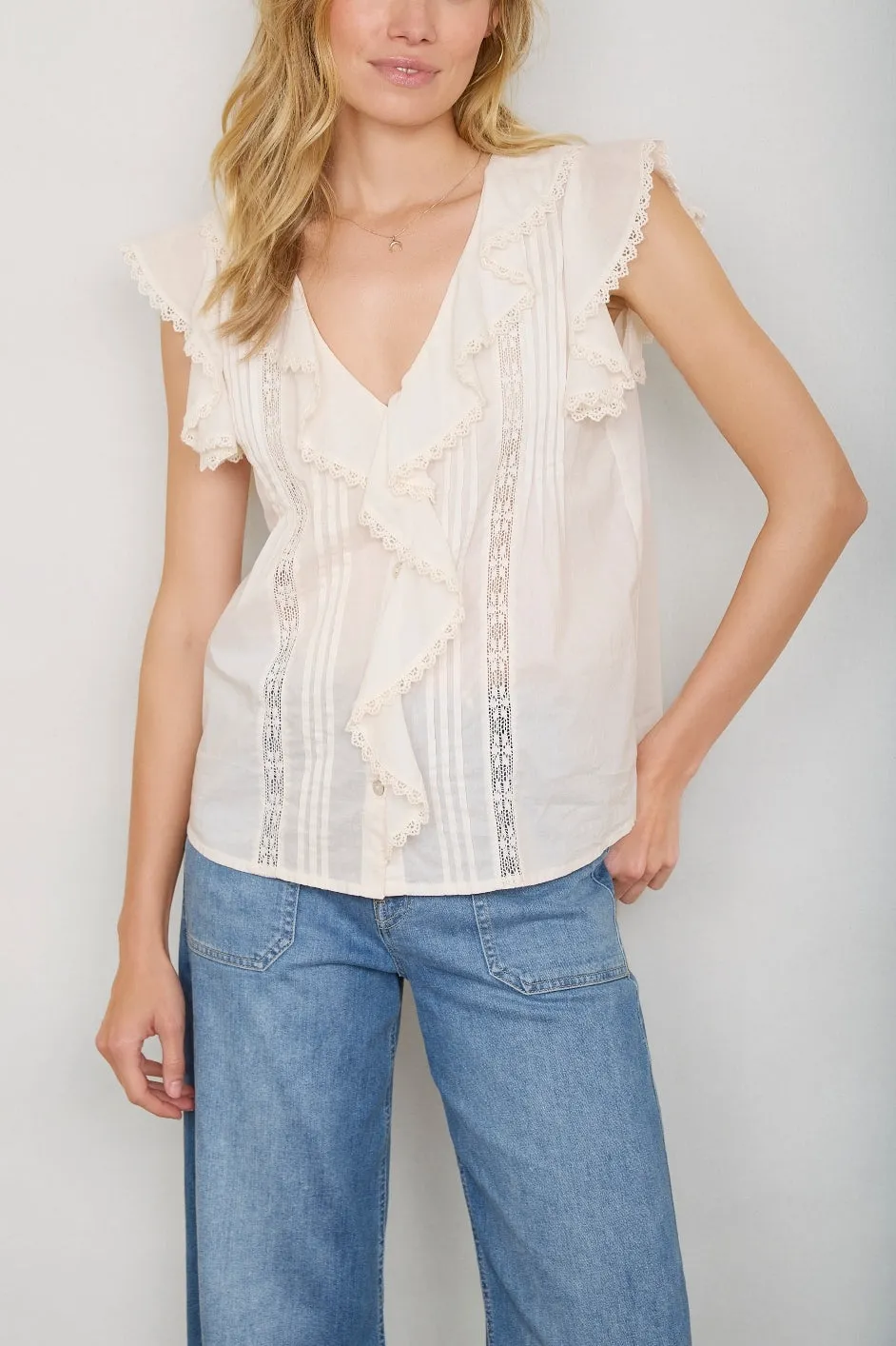 Laurent Ruffle Top - Ivory