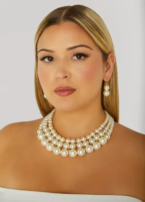 Layered Faux Pearl Necklace Set