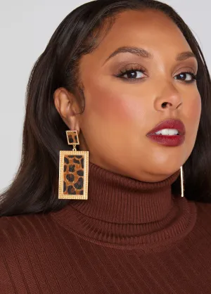 Leopard Print Faux Fur Earrings