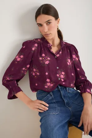 Lexi Blouse - Merlot Spaced Floral