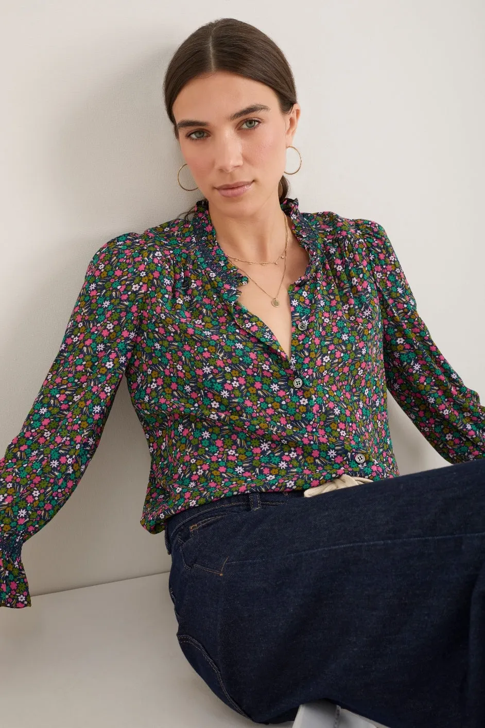 Lexi Blouse - Midnight Ditsy Floral