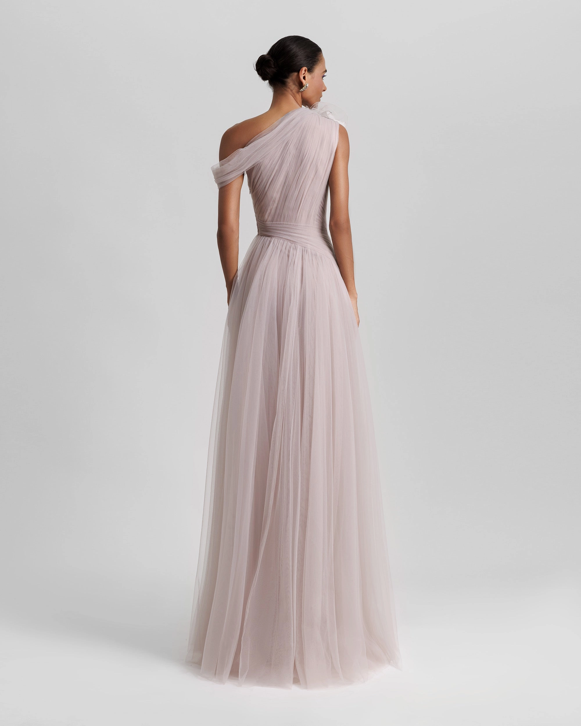 Light Lilac Long Dress With Flower Design