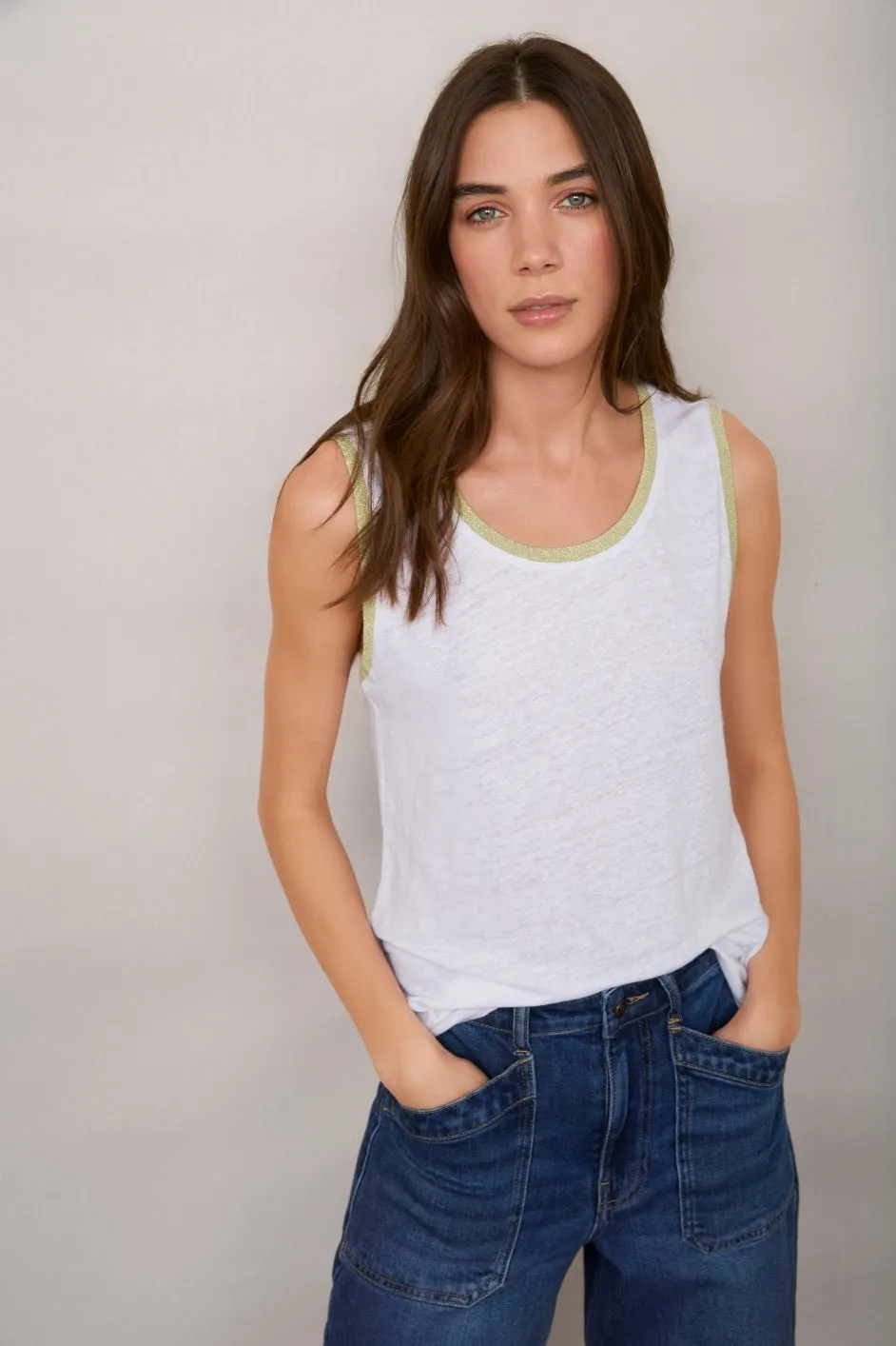 Lily Linen Vest - White