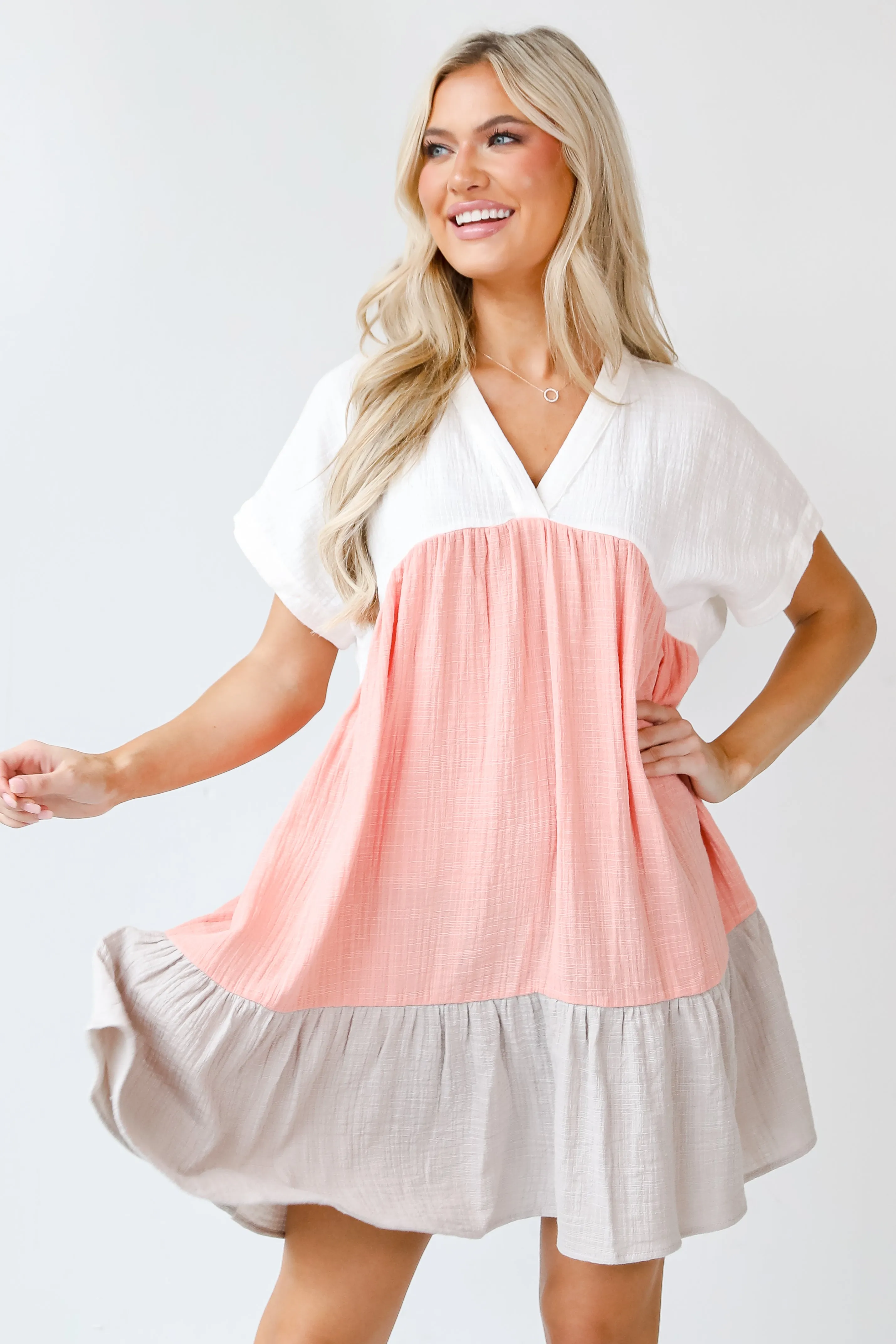 Make It A Date Color Block Babydoll Mini Dress