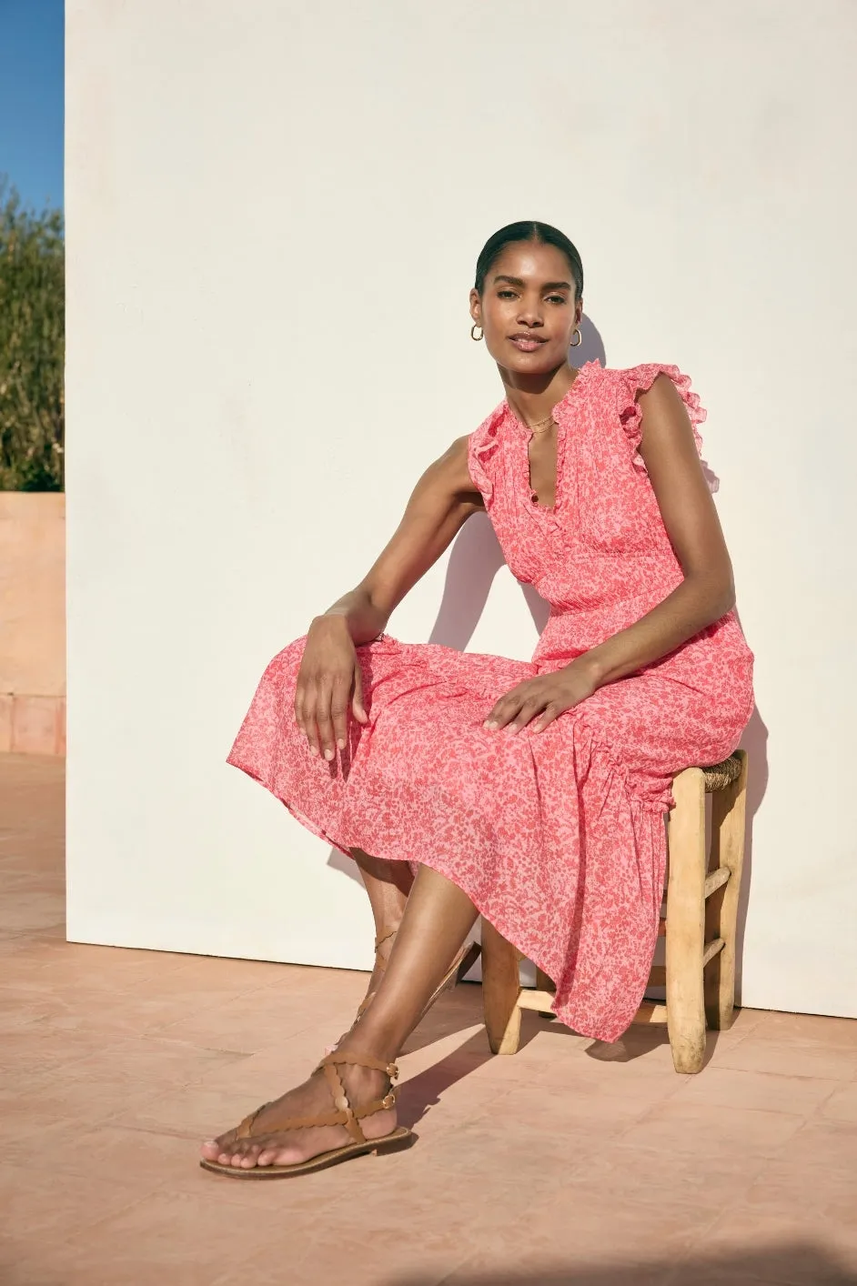 Miah Dress - Summer Pink Mono Floral