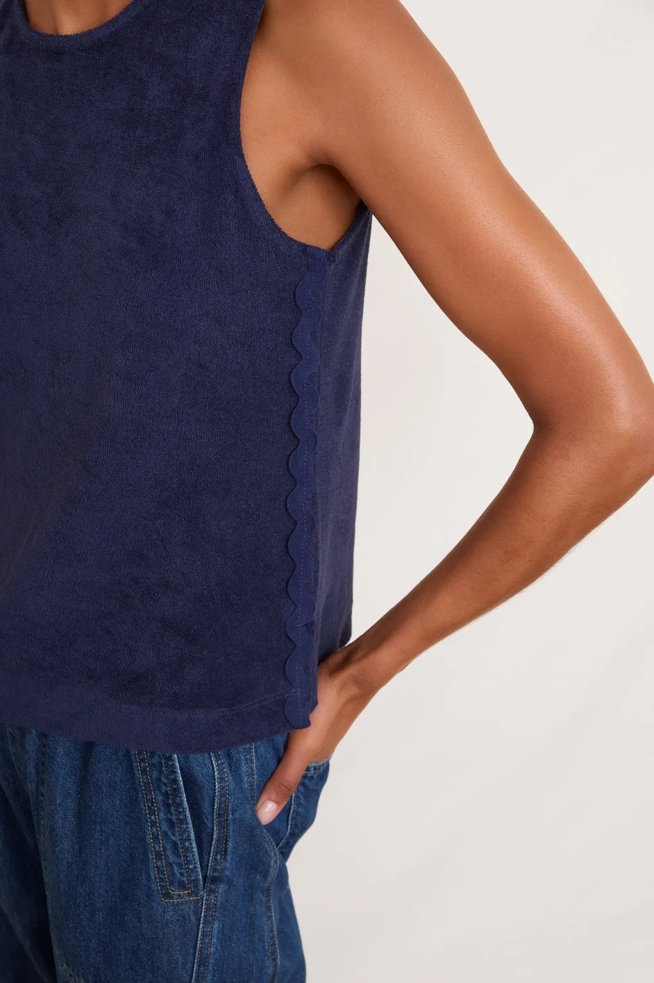 Nina Towelling Top - Midnight