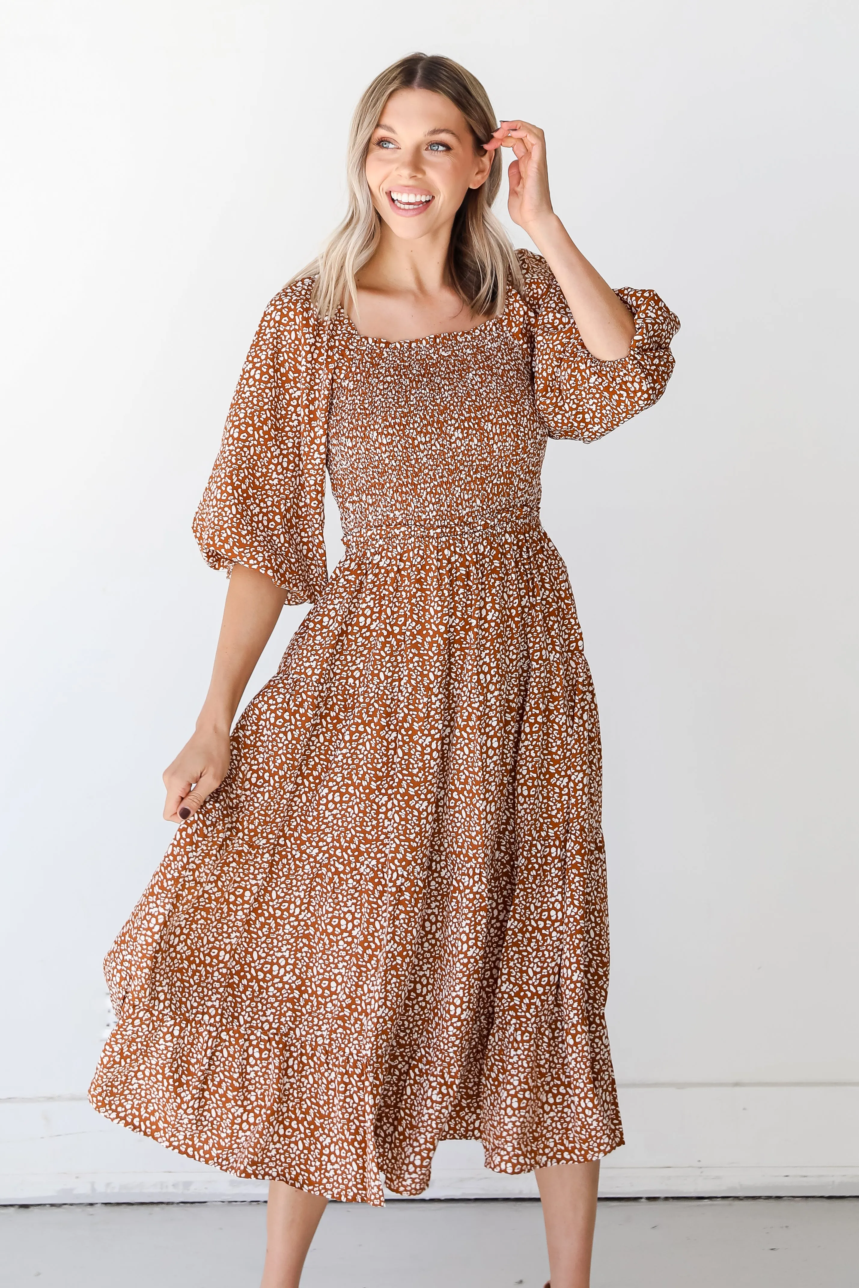 Out In The Wild Spotted Midi Dress