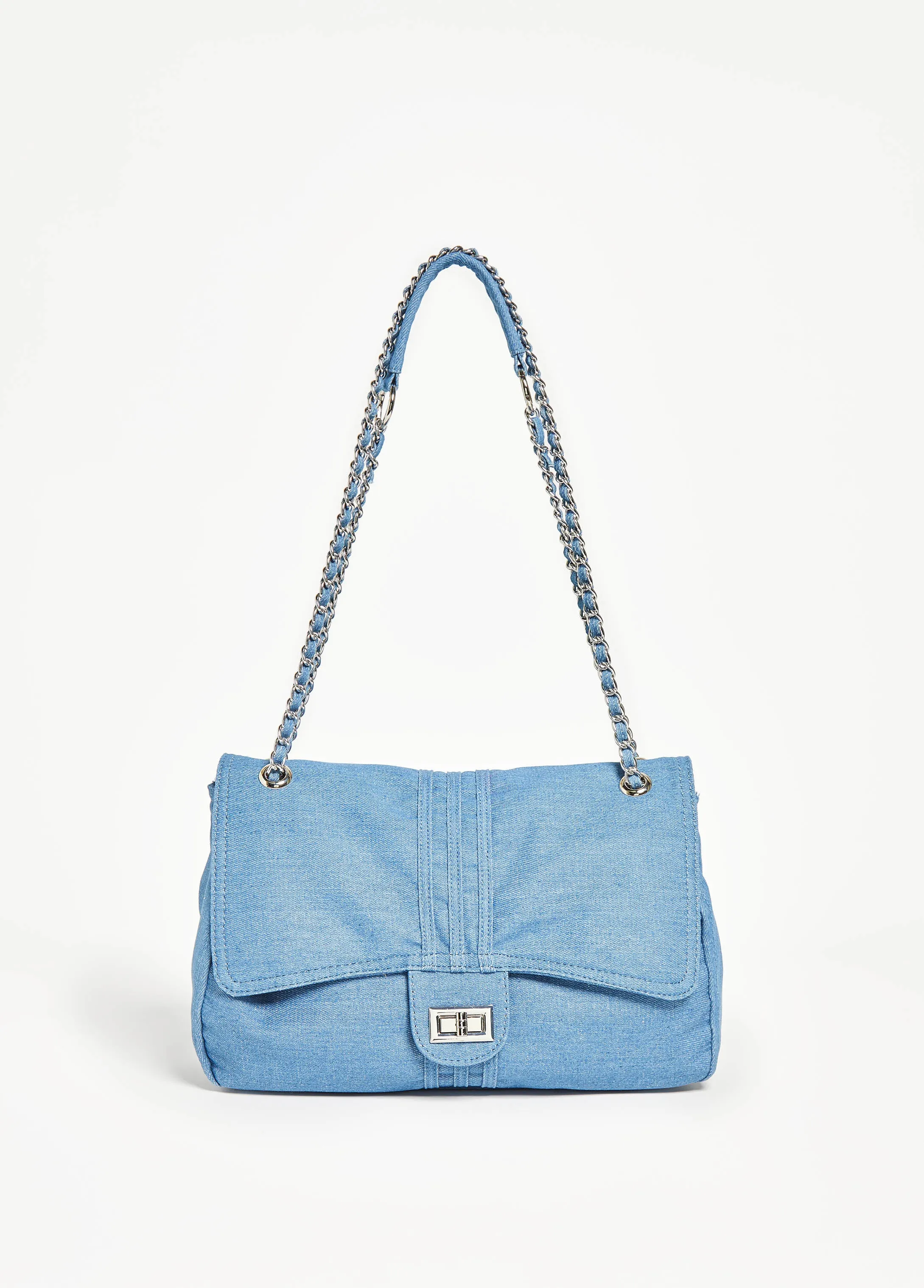 Oversized Denim Flap Bag