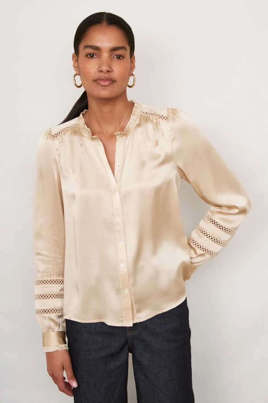 Parker Silk Blouse - Soft Gold