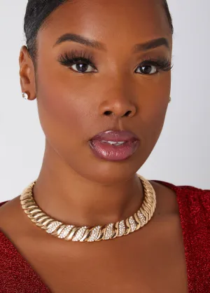 Pav?? Crystal Gold Tone Necklace