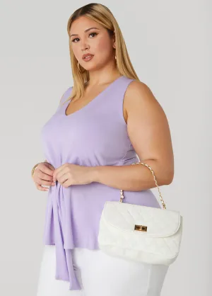Quilted Faux Leather Flap Bag