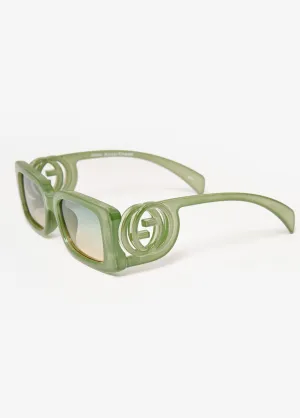 Rectangle Swirl Detail Sunglasses