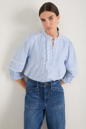 Riley Blouse - Blue/Ivory Stripe