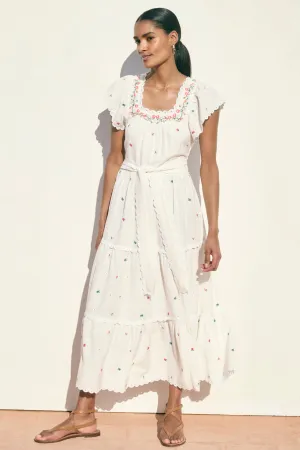 Romilly Dress - White Floral Embroidery