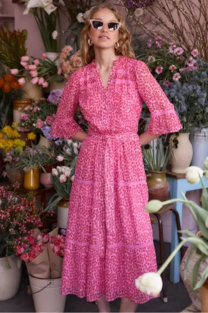 Samara Dress - Candy Pink Daisy Floral