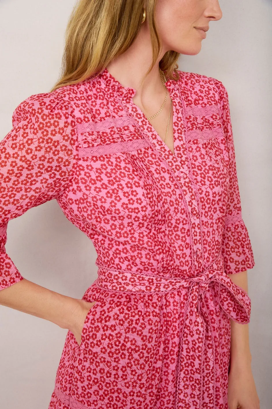 Samara Dress - Candy Pink Daisy Floral