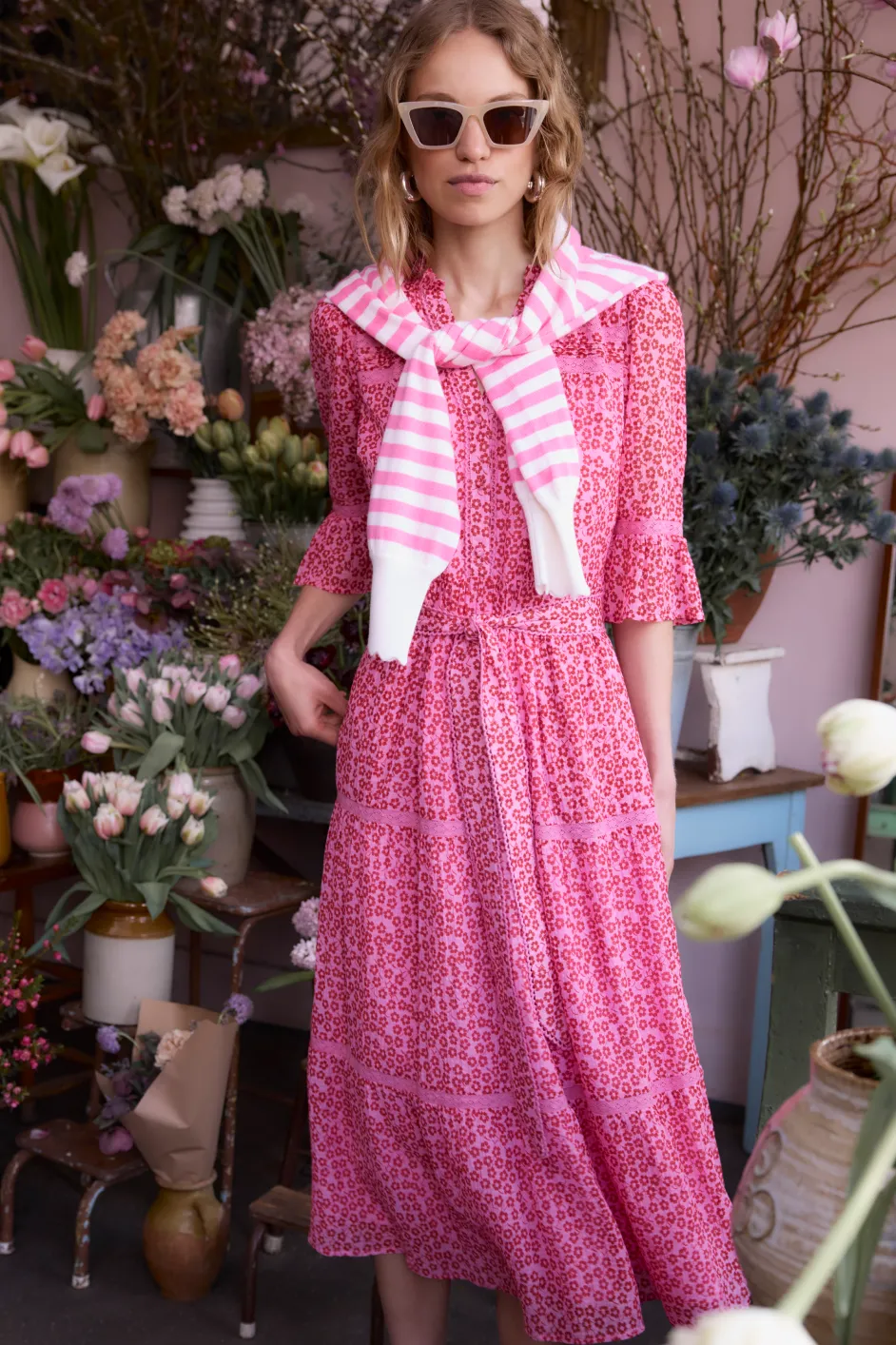 Samara Dress - Candy Pink Daisy Floral