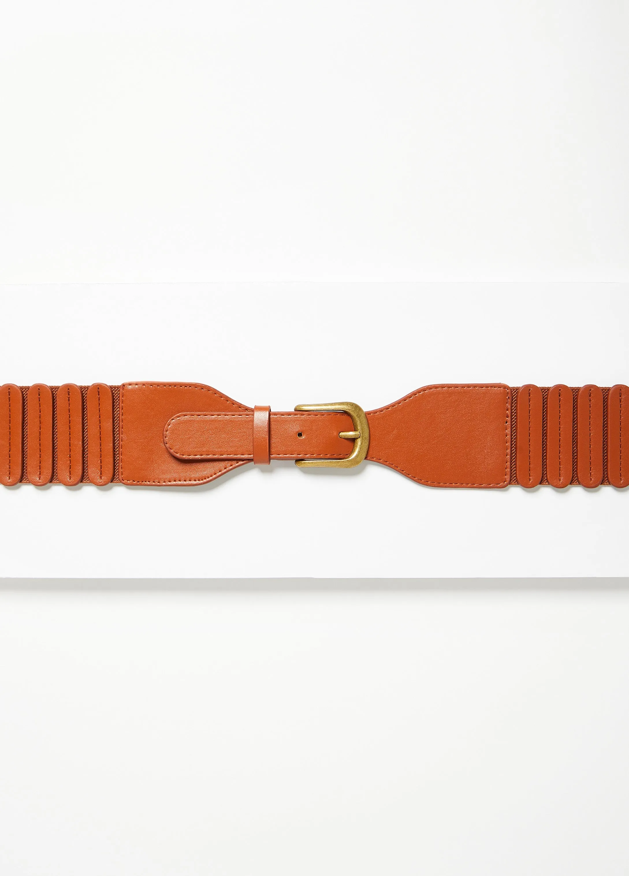 Scalloped Faux Leather Stretch Belt