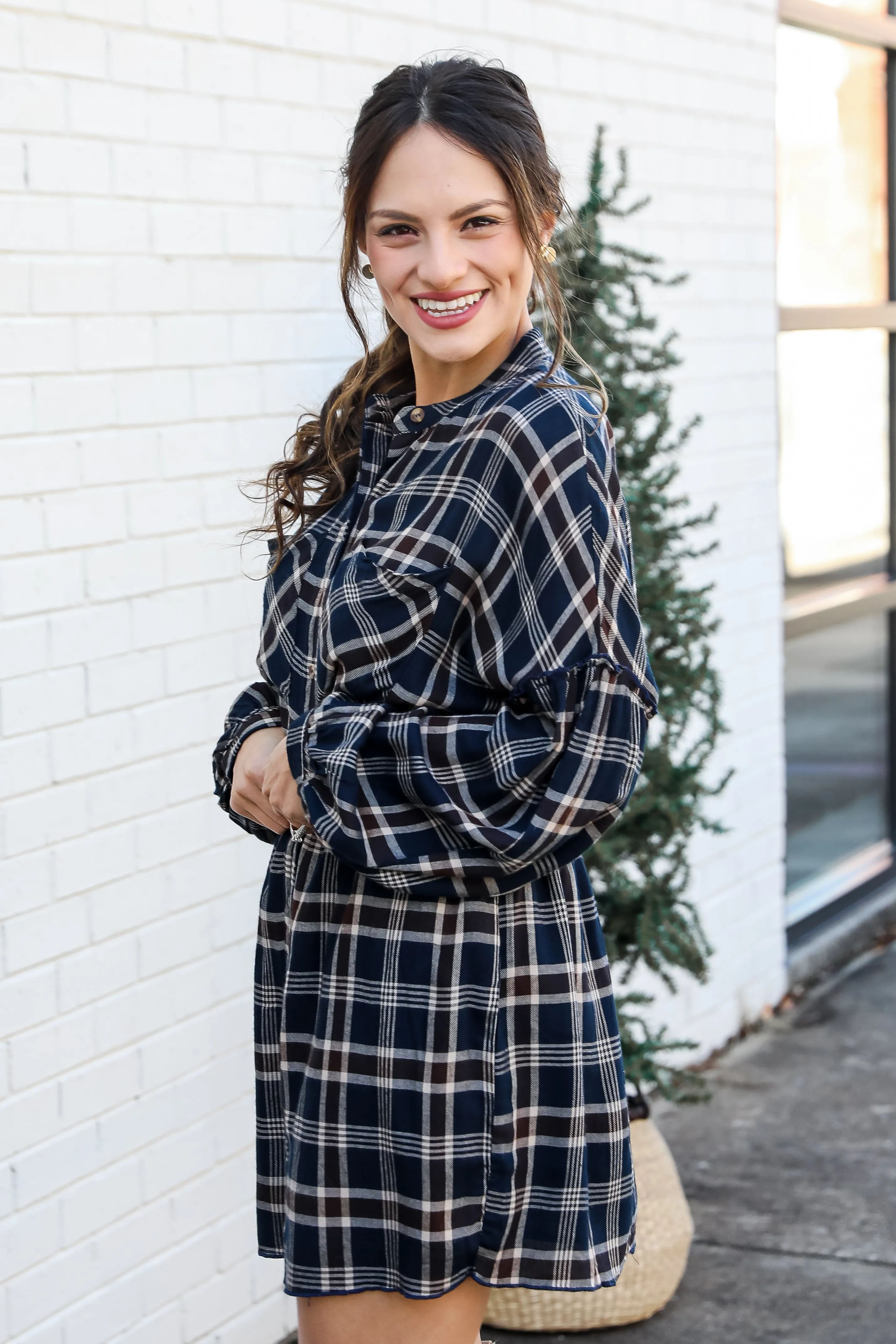 Something To Celebrate Plaid Flannel Mini Dress