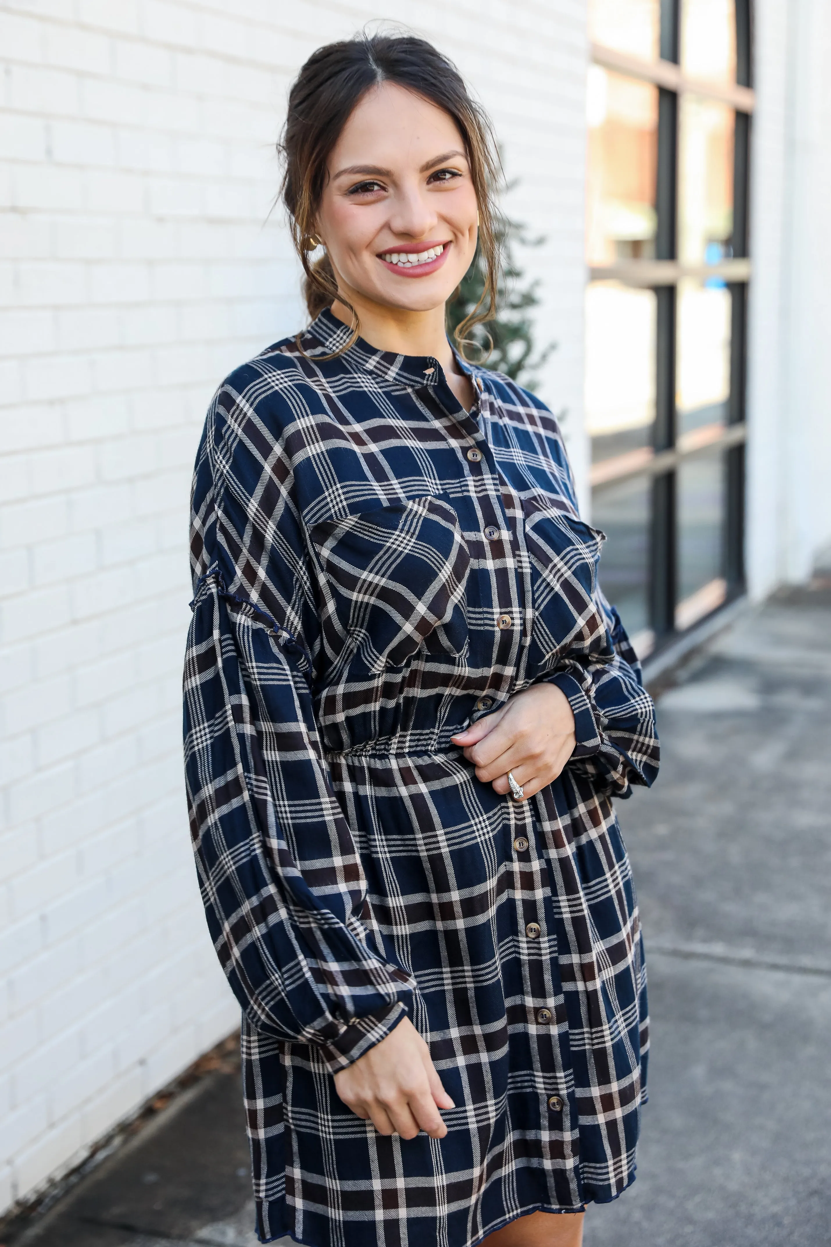 Something To Celebrate Plaid Flannel Mini Dress