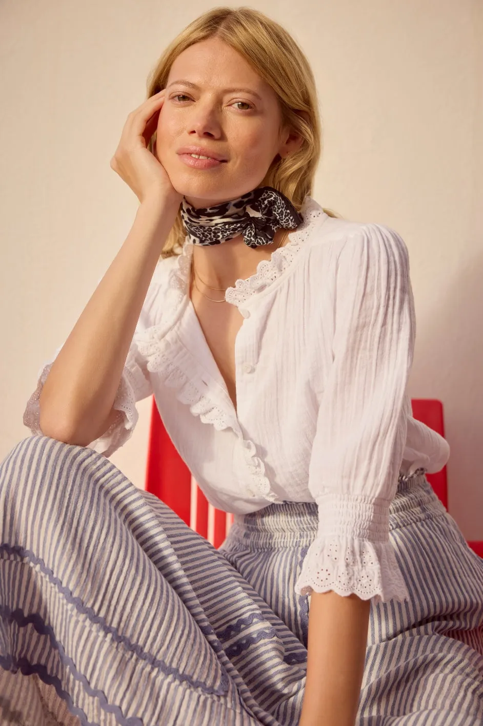 Sophia Skirt - Blue Stripe