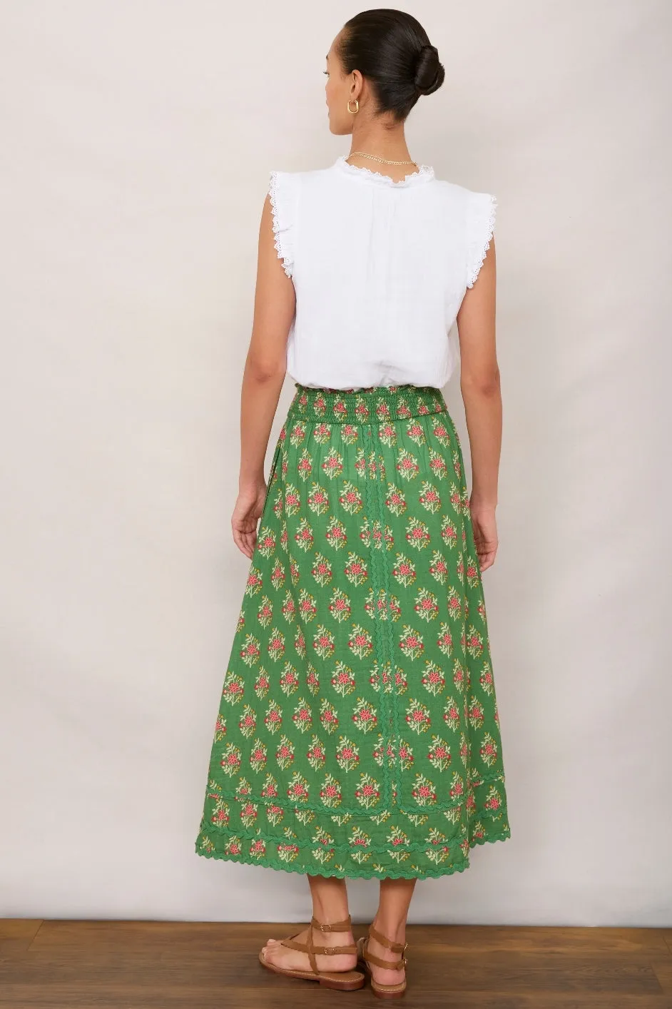 Sophia Skirt - Meadow Green Woodblock
